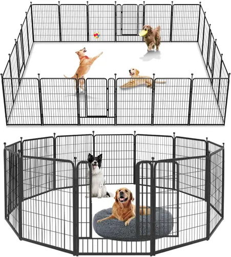 Miniatura 20 de Corralito para perros de 40 pulgadas, 32 paneles, para interiores y exteriores, para perros grandes, medianos y pequeños, valla de metal resistente