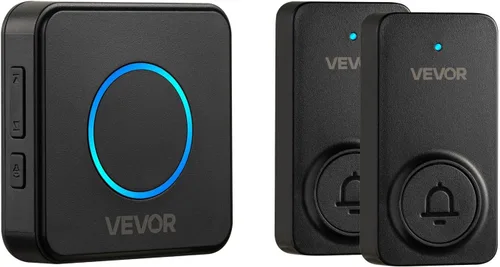 Miniatura 9 de VEVOR Kit de timbre inalámbrico, IP54 resistente al agua con rangos de hasta 1000 pies, 5 volúmenes ajustables, 48 tonos de llamada, fácil
