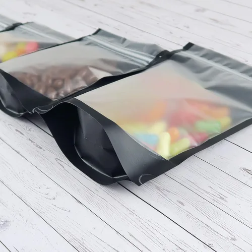 Miniatura 7 de QQ Studio Paquete de 100 bolsas resellables de plástico de poliéster negro mate translúcido frontal (3.3 onzas (5 x 7 pulgadas), bolsa de pie