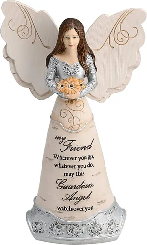 Figurita de Ángeles de Pavilion Elements - Figura de Ángel Guardián - "Mi Amigo Dondequiera Que Vayas, Lo Que Hagas, Que Este Ángel Guardián Te
