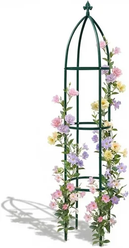Miniatura 7 de Enrejado de jardín de obelisco 100% metálico de 6.3 pies de alto, soporte resistente para plantas para enredaderas y soportes de flores, 1 pieza