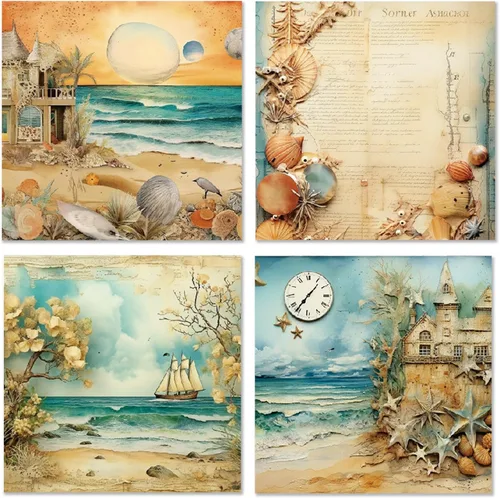 Miniatura 4 de Beach House - Bloc de papel para álbumes de recortes, 6 x 6 pulgadas, temática marina, viajes y vacaciones, suministros para álbumes de recortes