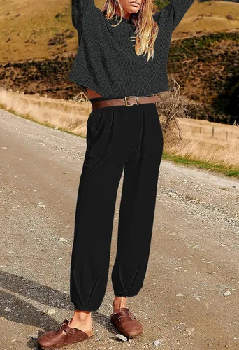 Miniatura 3 de Pink Queen Conjunto de 2 piezas de suéter de punto sin botones y pantalones de cintura alta para mujer 2023