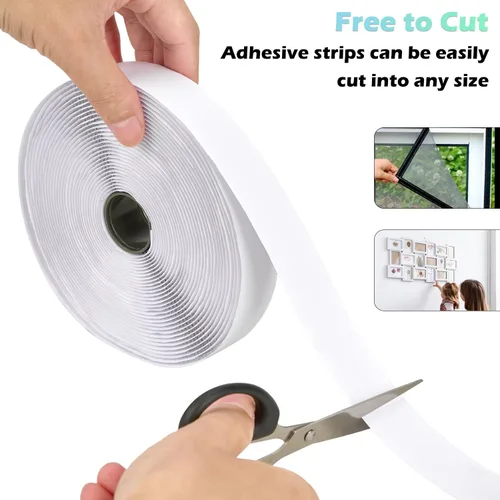 Miniatura 4 de Cinta de gancho y bucle de 30 pies x 1.5 pulgadas, tiras adhesivas de nailon resistente con adhesivo para escuela, hogar, exteriores