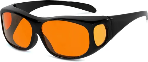Miniatura 21 de Eyekepper Reducción de Luz Azul al 100%, Gafas de Computadora de Bloqueo Anti-Azul Fitover con Lente Extra Ámbar 1804-negro-100% bloqueo de luz azul