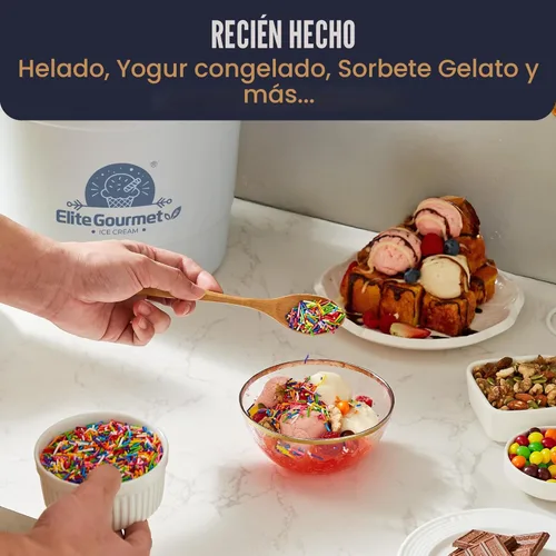 Miniatura 5 de Elite Gourmet Máquina de helados eléctrica de 4 cuartos EIM350 Delicioso helado casero, gelato, sorbete, yogur helado, recipiente de congelación