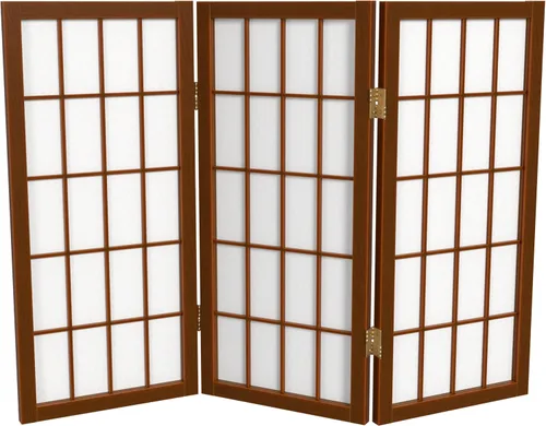 Miniatura 8 de Biombo portátil simple de 2 pies Biombo diseño Shoji, clásico diseño japonés 4 anchuras, 6 colores, Madera, Honey Miel