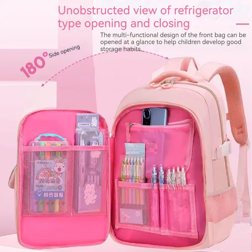 Miniatura 2 de KEBEIXUAN Mochilas para niñas con bonito colgante Kawaii School Bag, A-Rosa, Lindo