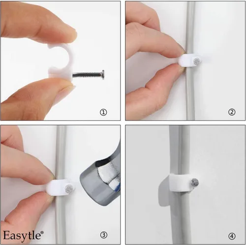 Miniatura 9 de Clips de cable de 0.394 pulgadas para cable de 0.394 in, 100 clips de alambre para altavoces, abrazaderas coaxiales, clavijas de cable Ethernet