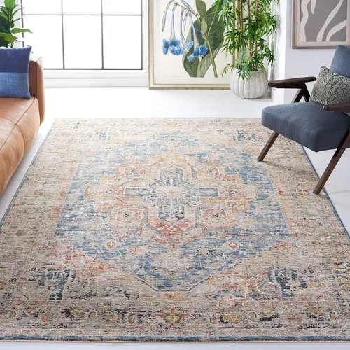 Miniatura 8 de SAFAVIEH Silverado Collection - Alfombra para pasillo, 2 x 8 pies, azul y óxido, diseño vintage envejecido, no desprende pelusa y de fácil cuidado