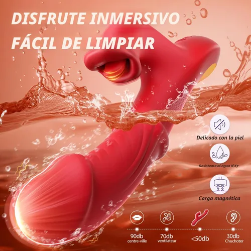 Miniatura 6 de Toendi Vibrador de empuje juguetes sexuales, consoladores para adultos, vibrador de punto G con anillo deslizante, consolador de empuje 7 10 lamer