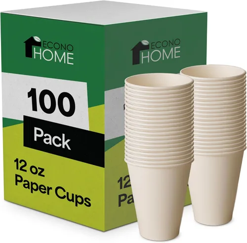 Miniatura 18 de EconoHome Paquete de 50 tazas de papel desechables para café de 8 onzas - Tazas de papel para bebidas calientes y frías, té, agua y jugo