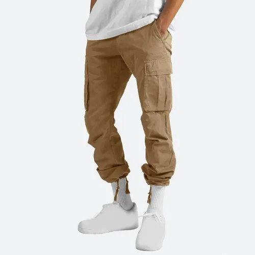 Miniatura 8 de Muscularfit Mens Cotton Cargo Pants Casual Multi Pockets Solid Sweatpants Trouser Comfort Stretch Waist Outdoor Tactical Pant