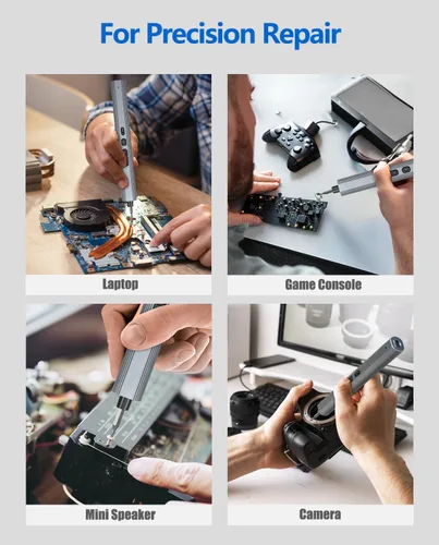 Miniatura 8 de UnaMela Mini juego de destornilladores eléctricos mejorado: destornillador eléctrico pequeño de precisión inalámbrico - 3 ajustes de par, 30 brocas