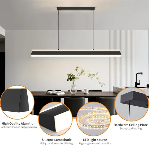 Miniatura 5 de Lámpara de araña moderna, lámpara colgante LED de 39 pulgadas con control remoto de 3000 a 6500 K, temperatura de color ajustable, lámpara