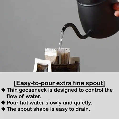 Miniatura 4 de Miyazaki Servidor de café de goteo único, estándar para café de goteo manual, cuello de cisne y boquilla de flujo, caoba