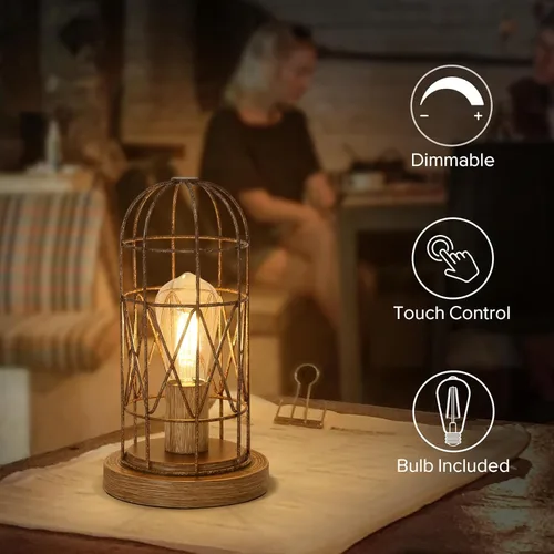 Miniatura 2 de Lámpara de mesa con control táctil para espacios pequeños, mesita de noche regulable de 3 vías y lámpara de noche para dormitorio y sala de estar