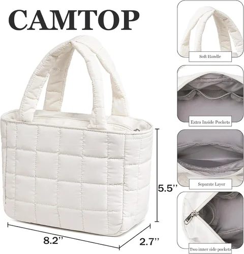Miniatura 3 de CAMTOP Bolsa de maquillaje para mujeres y niñas, bolsas de cosméticos de viaje, neceser de viaje, bolsa con cremallera (beige)