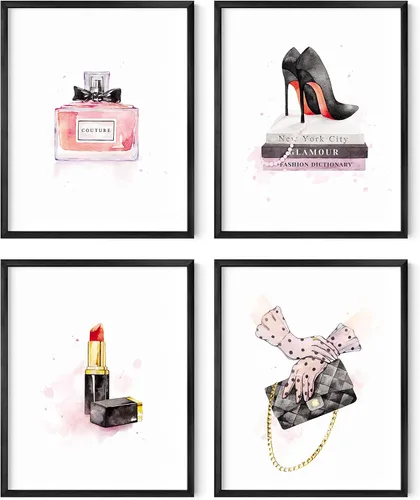 Miniatura 15 de HAUS AND HUES Decoración de pared de maquillaje para habitación de glamour, juego de 4 cuadros de moda para pared, arte de pared con lápiz labial