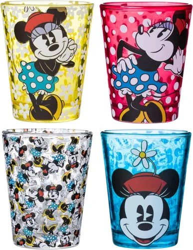 Silver Buffalo Disney - Juego de 4 mini vasos de Minnie Mouse vintage, 1.5 onzas