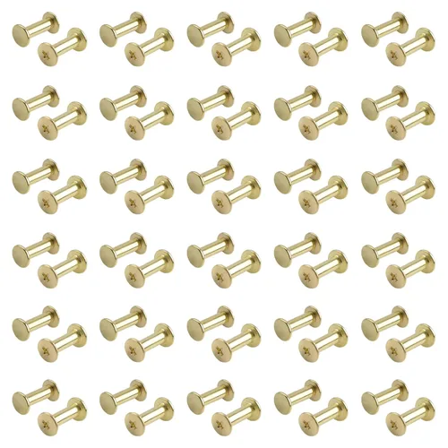 Miniatura 9 de INCREWAY Juego de 60 tornillos Chicago surtidos, tornillos de fijación de 0.197 in x 0.591 in, remaches de cuero de bronce M5, cabeza cruzada