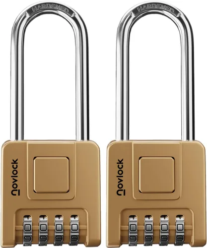Miniatura 12 de Cerradura de combinación de grillete largo de 2.76 pulgadas para exteriores e interiores, resistente, resistente a la intemperie, seguridad de 4