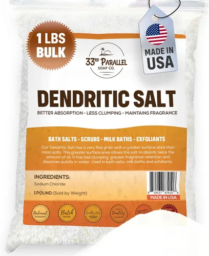 DENDRITIC - Sal (1 libra/16 oz) de grano fino prémium para sales de baño, exfoliantes, exfoliantes, baños de leche y más | Tamaños de 1 a 5 libras |