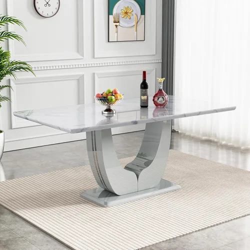 Miniatura 29 de Mesa de comedor de cristal de 51 pulgadas, mesa de comedor para 4-6, mesa de cocina dorada con patas de metal superior de vidrio templado