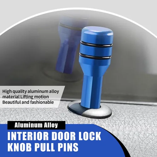 Miniatura 3 de Paquete de 4 pomos para cerradura de puerta de automóvil, 1.93 x 0.47 pulgadas, pines personalizados para cerradura de puerta interior, decoración