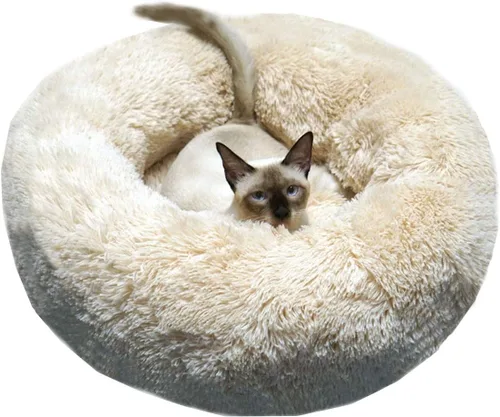 Miniatura 18 de Cama redonda de felpa suave moderna para gatos o perros pequeños, cama para perros o gatos de tamaño mini o mediano, auto-calentable, otoño, Café