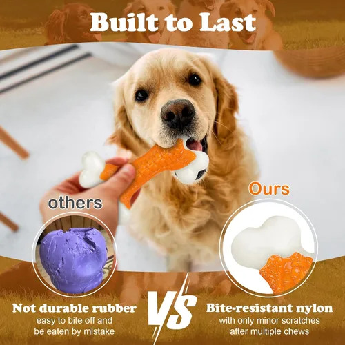 Miniatura 2 de Kseroo - Juguetes para perros de raza grande que son masticadores agresivos, huesos resistentes, juguetes masticables de nailon para la dentición