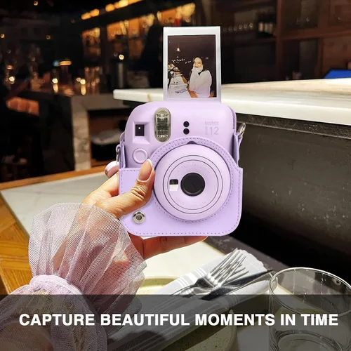 Miniatura 9 de CAIYOULE Funda para cámara Fujifilm Instax Mini 12 de película instantánea, bolsa protectora de piel sintética para cámara Fuji Mini 12 con álbum