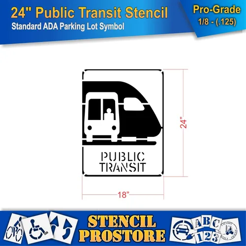 Miniatura 2 de Plantillas de pavimento – 24 pulgadas – autobús y tren, Plantilla de tránsito público – 24 pulgadas x 18 pulgadas