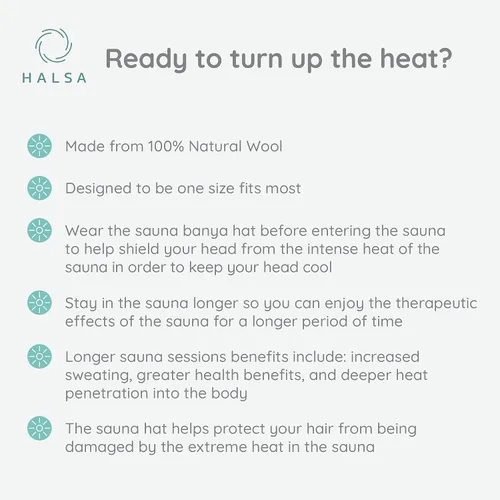 Miniatura 5 de Sombrero de sauna Halsa, gorro de sauna natural de lana hecho a mano para hombres y mujeres, ecológico, transpirable, talla única para spa, sala