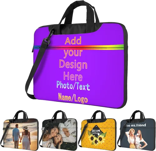 Miniatura 13 de Funda personalizada para laptop personalizada, añade tu foto, texto, maletines para portátil Púrpura2