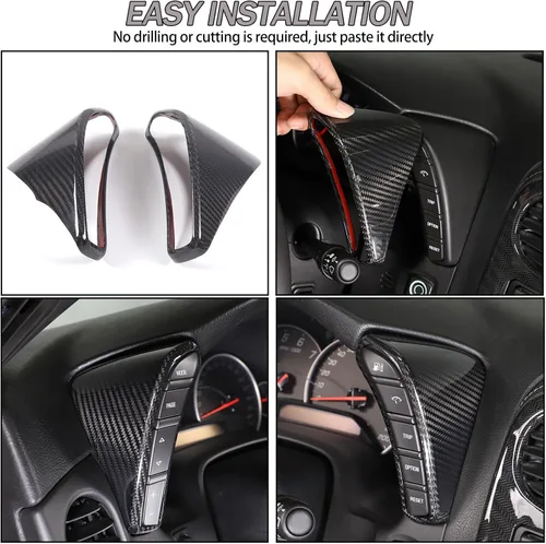 Miniatura 5 de Lcojicep Cubierta interior para interruptor de botón de auto en ambos lados compatible con Chevrolet Corvette C6 2005-2013, velocímetro lateral Negro