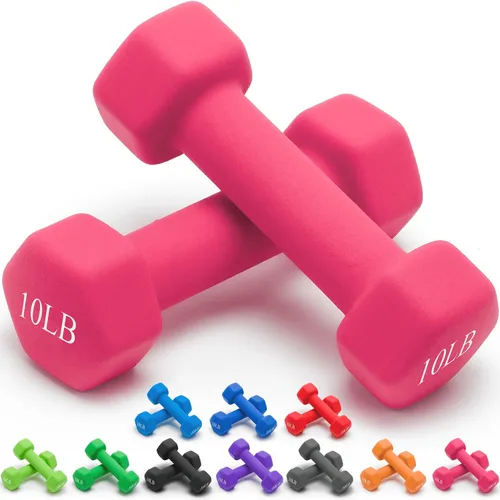 Portzon Pesas Mancuernas 10 Opciones de Colores Compatibles con Juego de 2 Mancuernas de Neopreno, 1-15 LB, Antideslizante, Anti-rodamiento, Forma