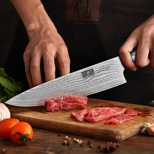 Miniatura 6 de HOSHANHO Juego de Cuchillos de Cocina de Damasco de 3 Piezas, Cuchillo de Chef Ultra Afilado de 8", Cuchillo Santoku de 7", Cuchillo Mondador