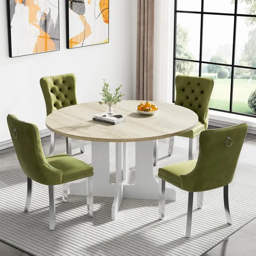 Miniatura 34 de Juego de mesa de comedor de mármol sintético blanco para 6 personas, juego de mesa de comedor extensible de 7 piezas de 63 a 78.74 pulgadas con 6