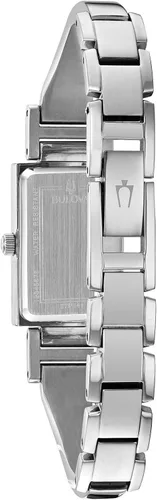 Miniatura 3 de Bulova Reloj clásico de cuarzo de 2 manecillas de acero inoxidable con esfera de diamante para mujer con nácar negra en esfera rectangular