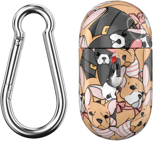 Miniatura 5 de Funda compatible con Airpods Pro y Pro 2 Airpods 3-2-1 Gen Bulldog Francés Portátil, Diseño de Clip de Bloqueo Lindo Estampado de Cachorro Perros
