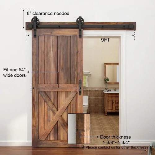 Miniatura 3 de WINSOON Kit de herrajes para puerta corredera de granero de madera individual de 5-16 pies, negro básico, rueda de radios grandes, kit de rodillos