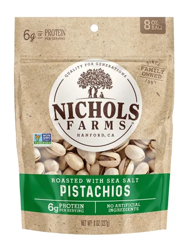 Miniatura 13 de Nichols Farms Pistachos cultivados en California, InShell, paquetes de aperitivos ricos en nutrientes, ajo tostado, 2 libras