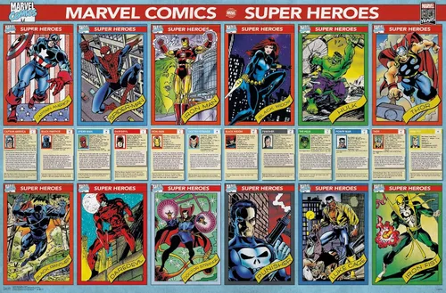 Miniatura 13 de Trends International Marvel Comics - Marvel 80th Anniversary - Cards Wall Poster, 14.725" x 22.375", Barnwood Framed Version
