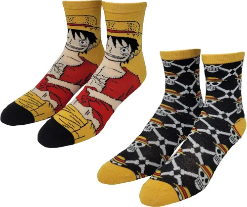 Ripple Junction Calcetín redondo de anime de una pieza 2 pares con licencia oficial para adultos para hombres y mujeres