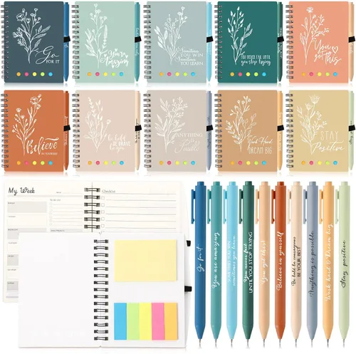 Miniatura 9 de Dispowreath 20 Sets/40 Pcs Employee Appreciation Gifts Bulk A6 Inspirational Journal with Ballpoint Pen Thank You Notebook Gifts for Employee