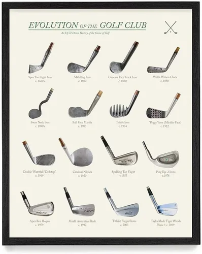 Evolution of The Golf Club - Póster de hierro para pared, decoración del hogar, regalo de golf, 8 x 10 pulgadas, impresión artística sin marco