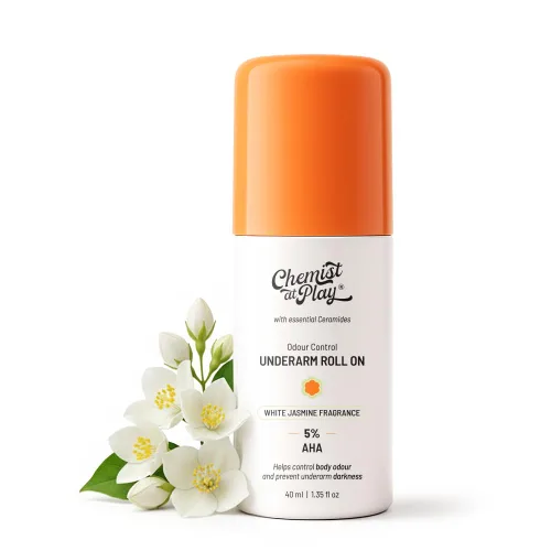 Chemist at Play Roll-On para Axilas con 5% AHA|Ácido Láctico y Mandélico|Previene el Olor, Ilumina la Piel y Exfolia las Axilas|Para Piel