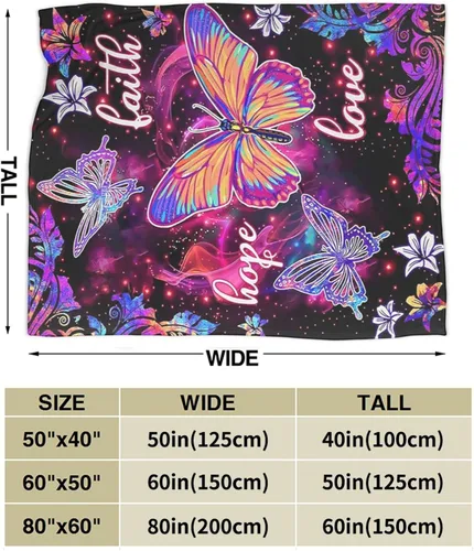 Miniatura 5 de Manta de mariposa colorida de forro polar, súper suave, acogedora y cálida, manta de felpa, regalos para niños y mujeres, 40 x 50 pulgadas