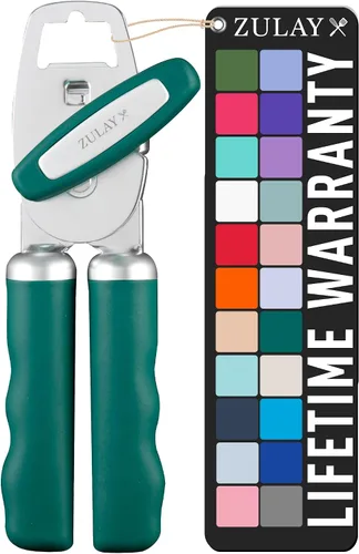 Miniatura 22 de Zulay Kitchen Abrelatas manual de acero inoxidable resistente con abridor de botellas, abrelatas manual a prueba de óxido con perilla giratoria